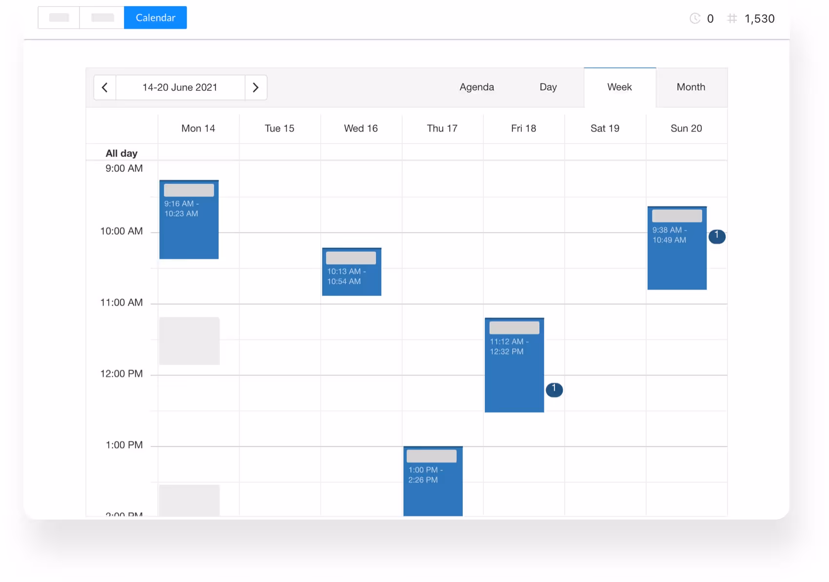 Calendar view